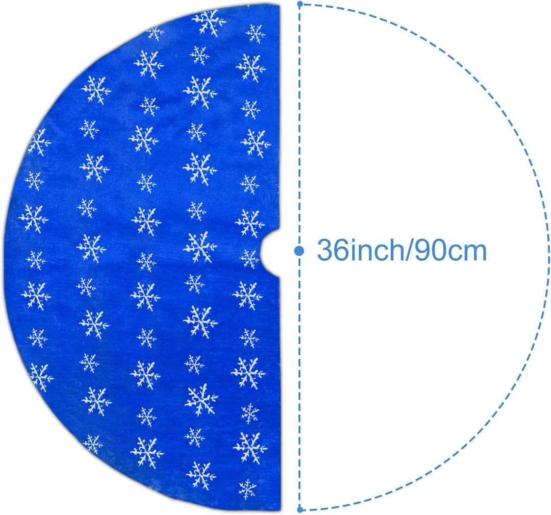 Deggodech 90cm Weihnachtsbaum Röcke Blau Plüsch Weihnachtsbaum Rock Matte mit Silber Schneeflocke We