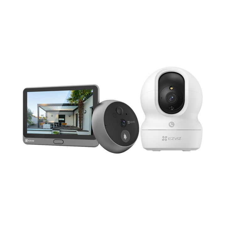 EZVIZ WLAN Türspion und Innenkamera Set, Video-Türklingel CP4 mit Touch-Farbbildschirm & Bewegungsme