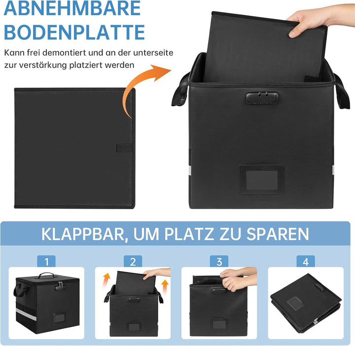 Feuerfeste Vinyl-Schallplatten-Aufbewahrungsbox mit Schloss, wasserfeste Klappbare LP-Schallplatten-