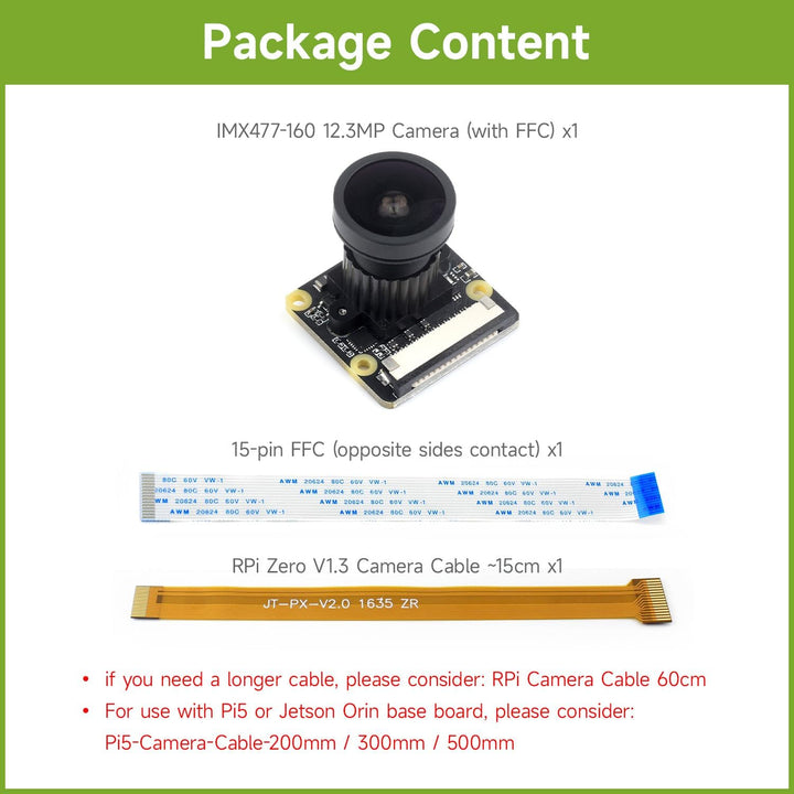 Waveshare IMX477-160 12.3MP Camera with 160°FOV 4056 × 3040 Resolution for Jetson Nano Developer Kit