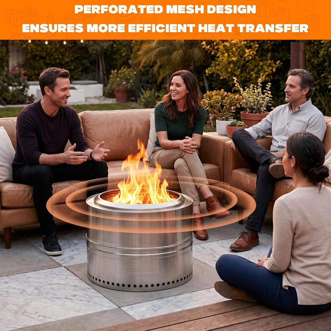 Onlyfire Tragbare Feuerstellen mit Aufbewahrungstasche, 50cm Fire Pit aus Edelstahl, Abnehmbarer Asc
