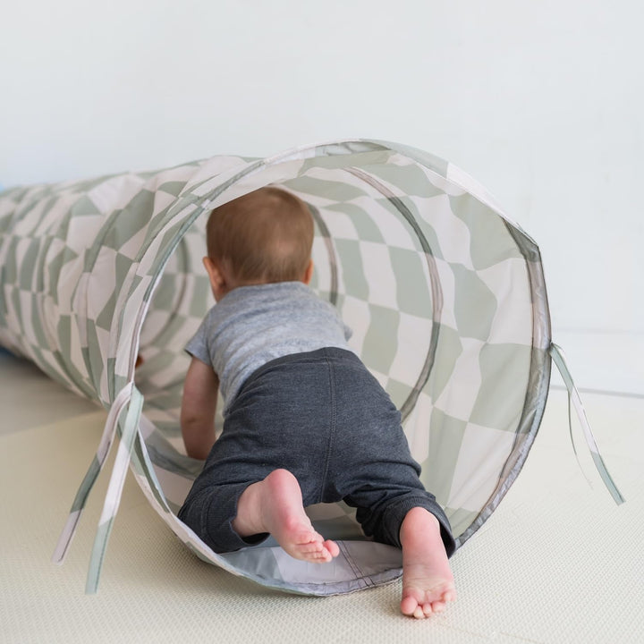 3 Sprouts - Krabbeltunnel für Kinder ab 1 Jahr – Spieltunnel Indoor & Outdoor - Schachbrett - Grün,