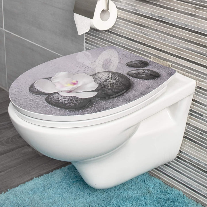 Cornat WC-Sitz "Wet Stone" - Aussergewöhnliche 3D-Relief Optik - Pflegeleichter Duroplast - Quick up