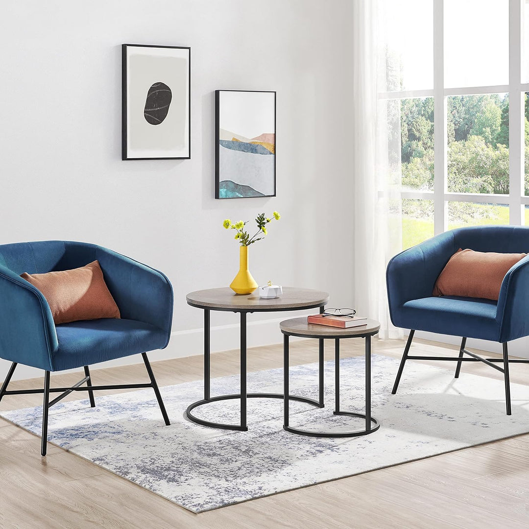 Yaheetech 2er Set Couchtisch Beistelltisch Runder Satztisch Metallgestell Kaffeetisch Wohnzimmertisc