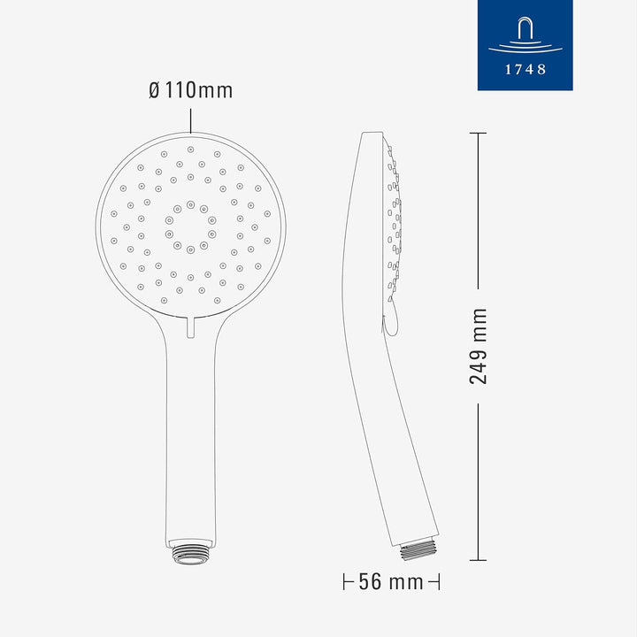 Villeroy & Boch Universal Showers Duschkopf, edle Handbrause mit 3 Strahlarten & EasyClean, Wassersp