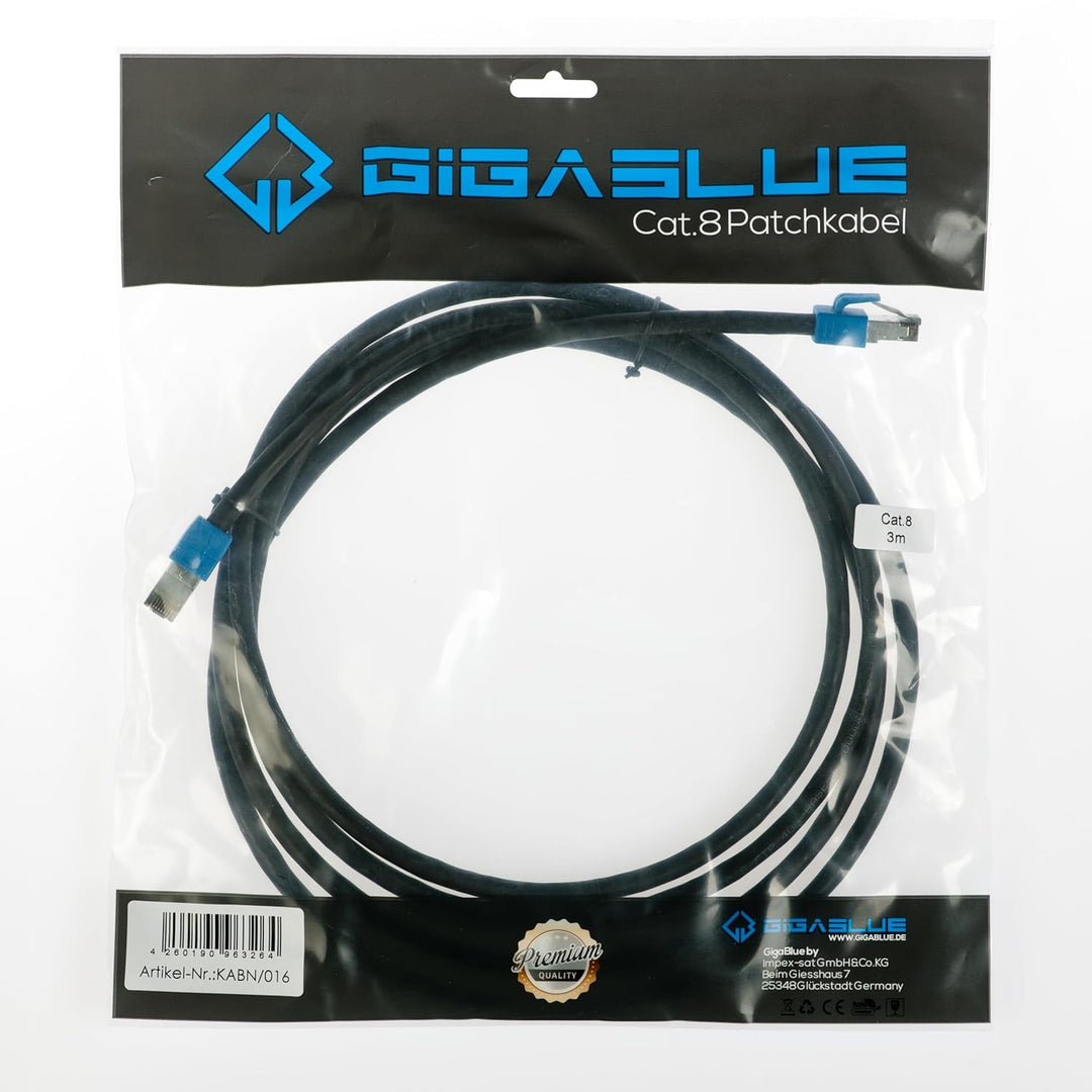GigaBlue Cat8 Netzwerkkabel CAT.8 2000 MHz 40 Gbit/s 40GBase-T High End Poe+ Patchkabel Ethernetkabe