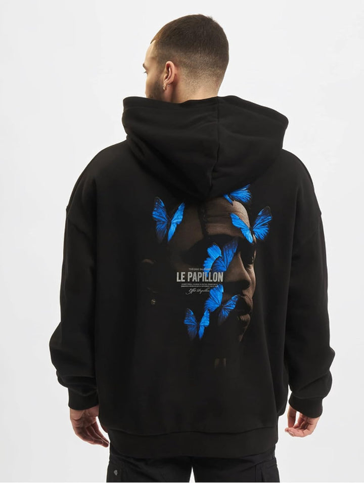 Mister Tee Herren Le Papillon Heavy Oversize Hoody XS Schwarz, XS Schwarz