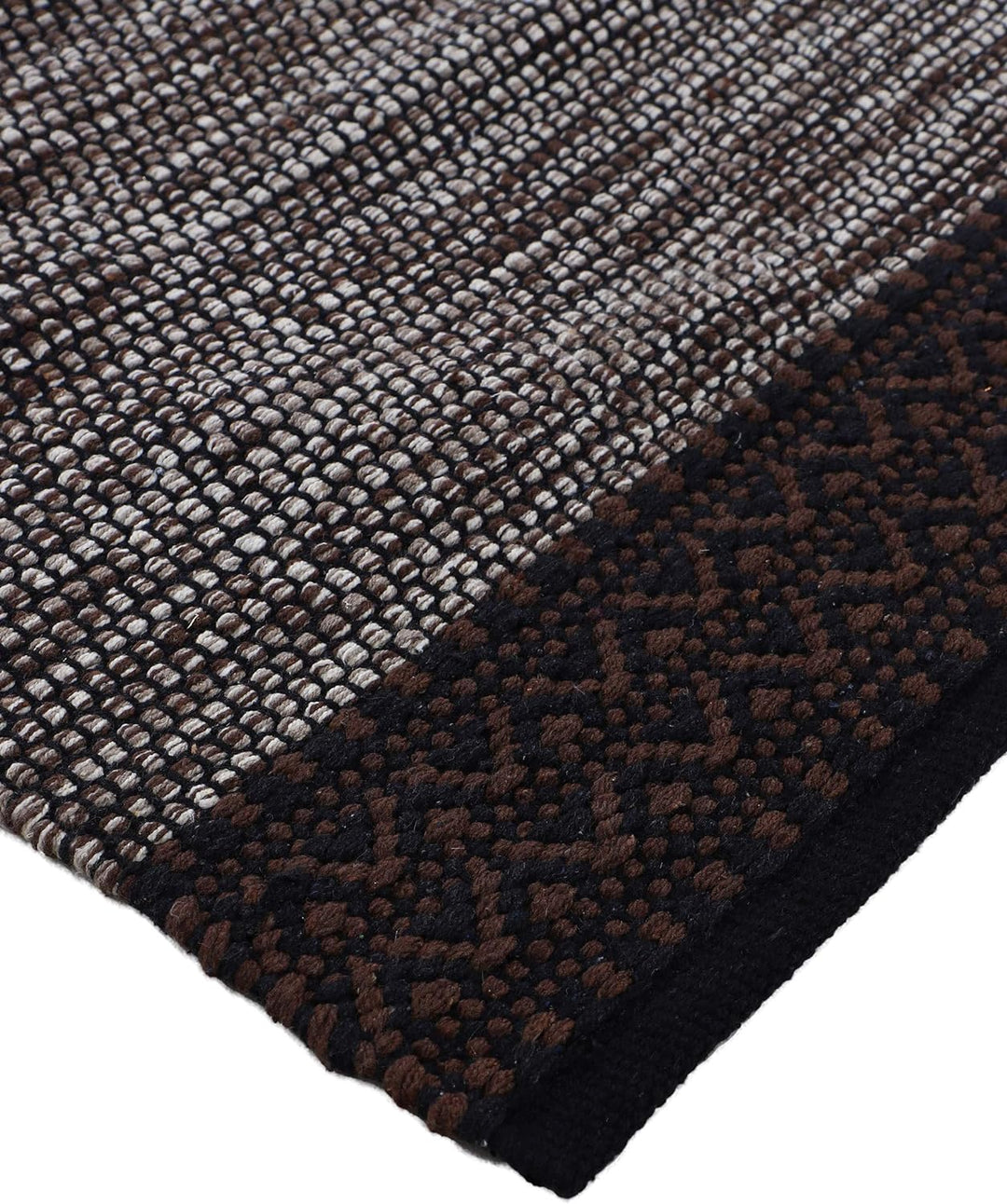 carpetfine Baumwollteppich Kelim Mia Läufer Braun 60x180 cm | Moderner Teppich für Wohn- und Schlafz