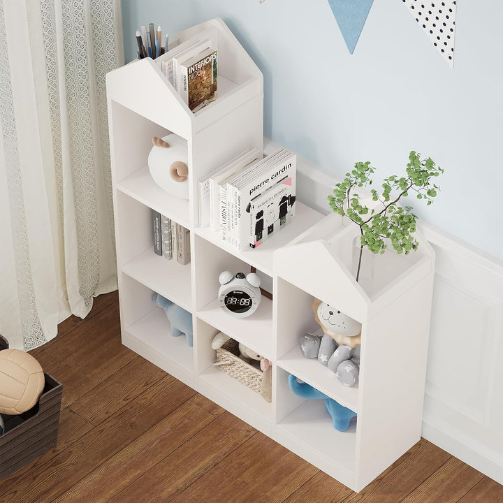 Kinder Bücherregal, Kinderregal Mit 7 Fächern Aus Holz, Weiss | Regal offen, Stufenregal, Ordnungssy