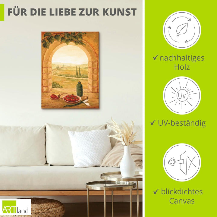 ARTland Leinwandbilder Wandbild Bild auf Leinwand 60x80 cm Landschaften Fensterblick T4JJ