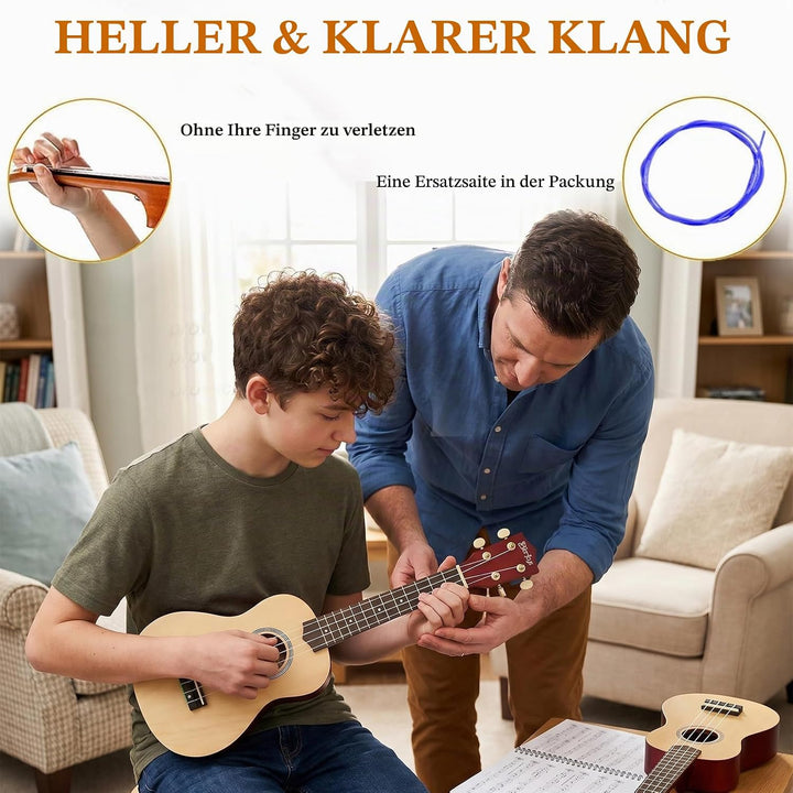 Everjoys Sopran Ukulele Set für Erwachsene 21 Zoll Ukulele Starter Kit mit Tasche, Tuner, Songbook,