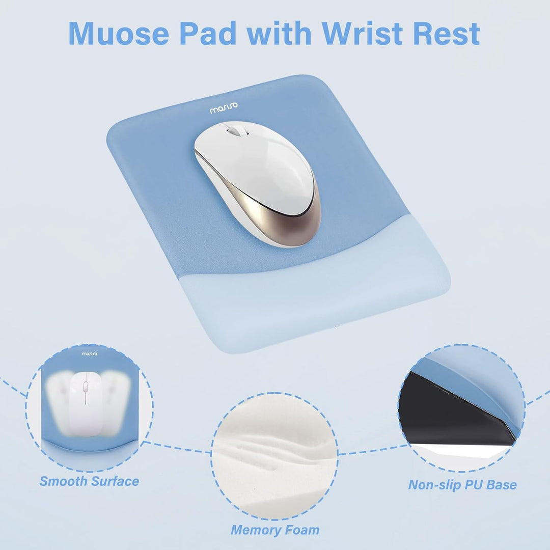 MOSISO Handballenauflage für Mauspad & Tastatur Set – Rechteckig Ergonomisches Mauspad & Handauflage