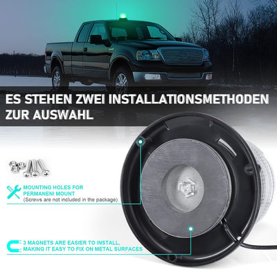 LED Rundumleuchte Einstellbar 8 Farben Blitzlicht Wasserdicht mit Magnet für Auto Träger LKW,Rot, Li