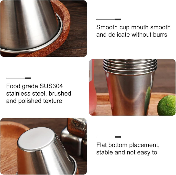 15 Stück Edelstahlbecher, 260ml Edelstahl Becher, Wiederverwendbare Wasser Tassen, Stapelbare Metall