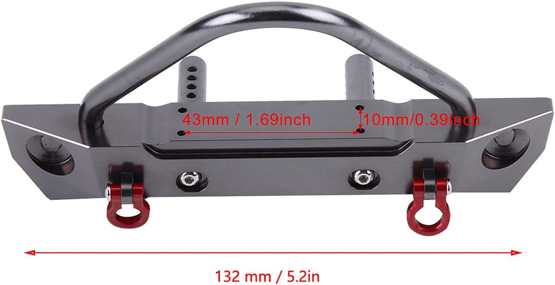 HERCHR RC Frontstossstange, 132mm/5,2 Zoll Aluminiumlegierung RC Car Frontstossstange Auto Stossfäng