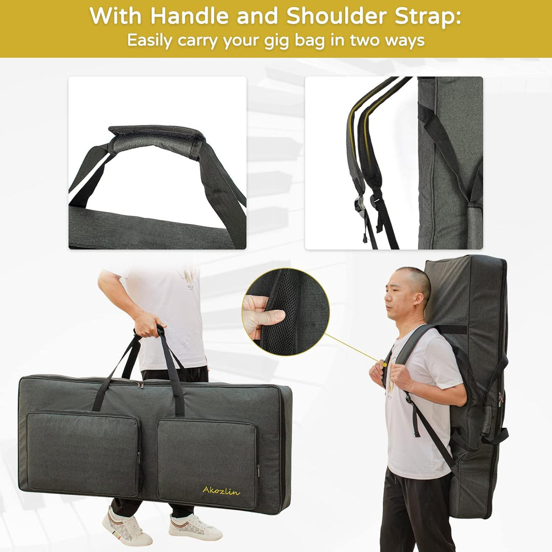 AKOZLIN Tasche für 76 Tasten, tragbar, langlebig, gepolstert, universal, wasserdicht, Oxford-Stoff,
