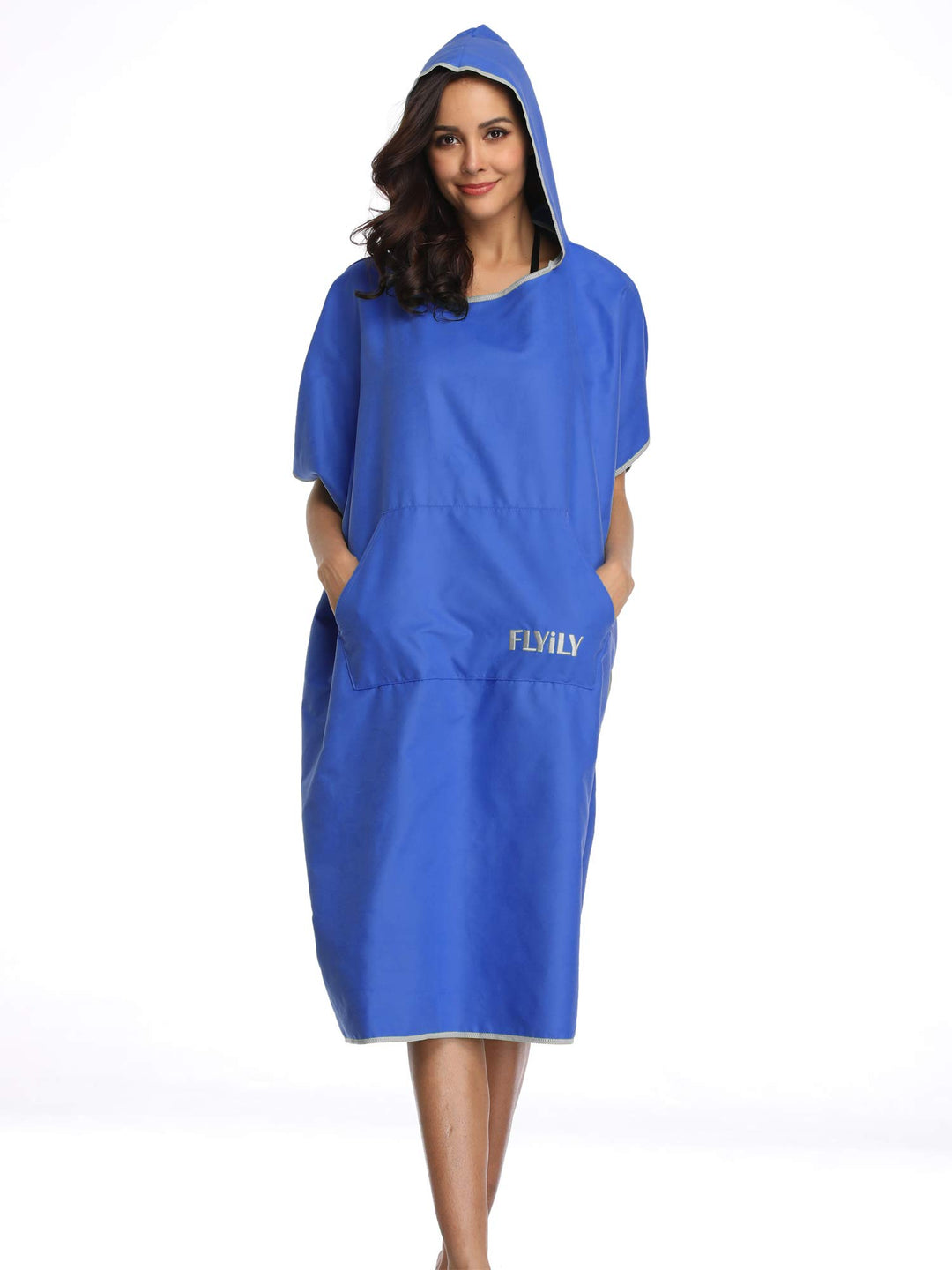 FLYILY Microfaser Surf Poncho Handtuch mit Kapuze Bademantel zum Schwimmen und Strand wechseln Einhe