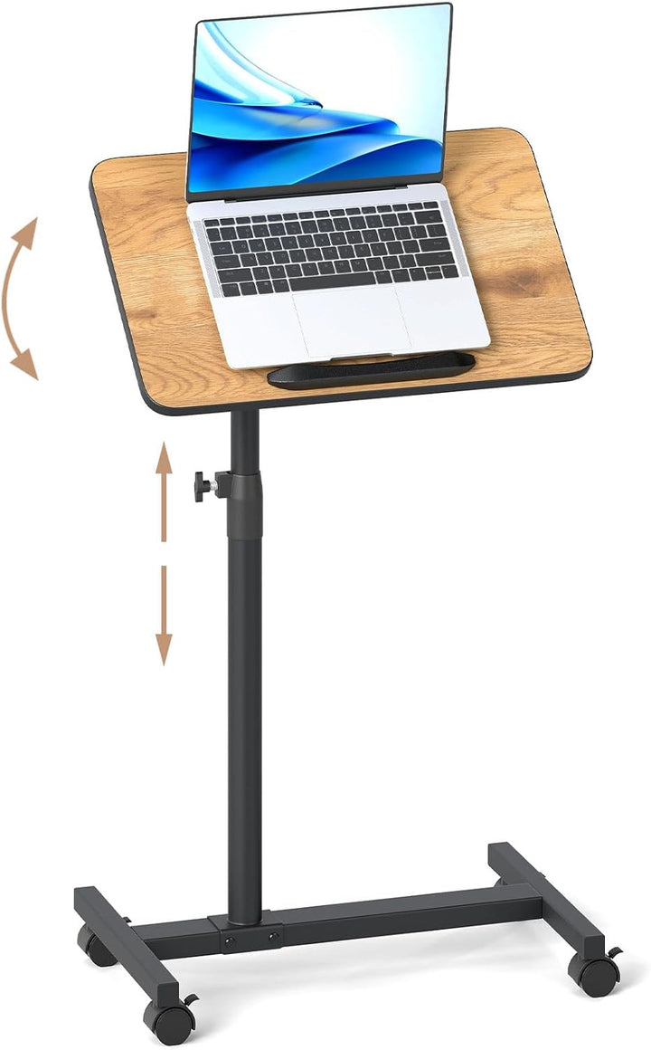 COSTWAY Betttisch auf Rollen höhenverstellbar, Pflegetisch mit neigbarer und 360° drehbarer Tischpla