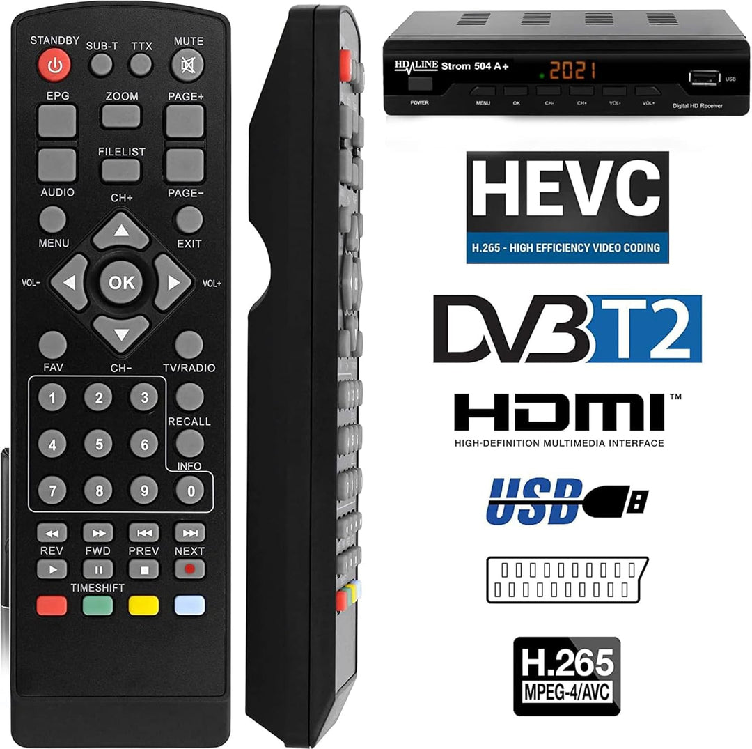 Strom 504 Decodeur TNT Terrestre - 1080P HD / DVB-T2 / H.264 / MPEG-4