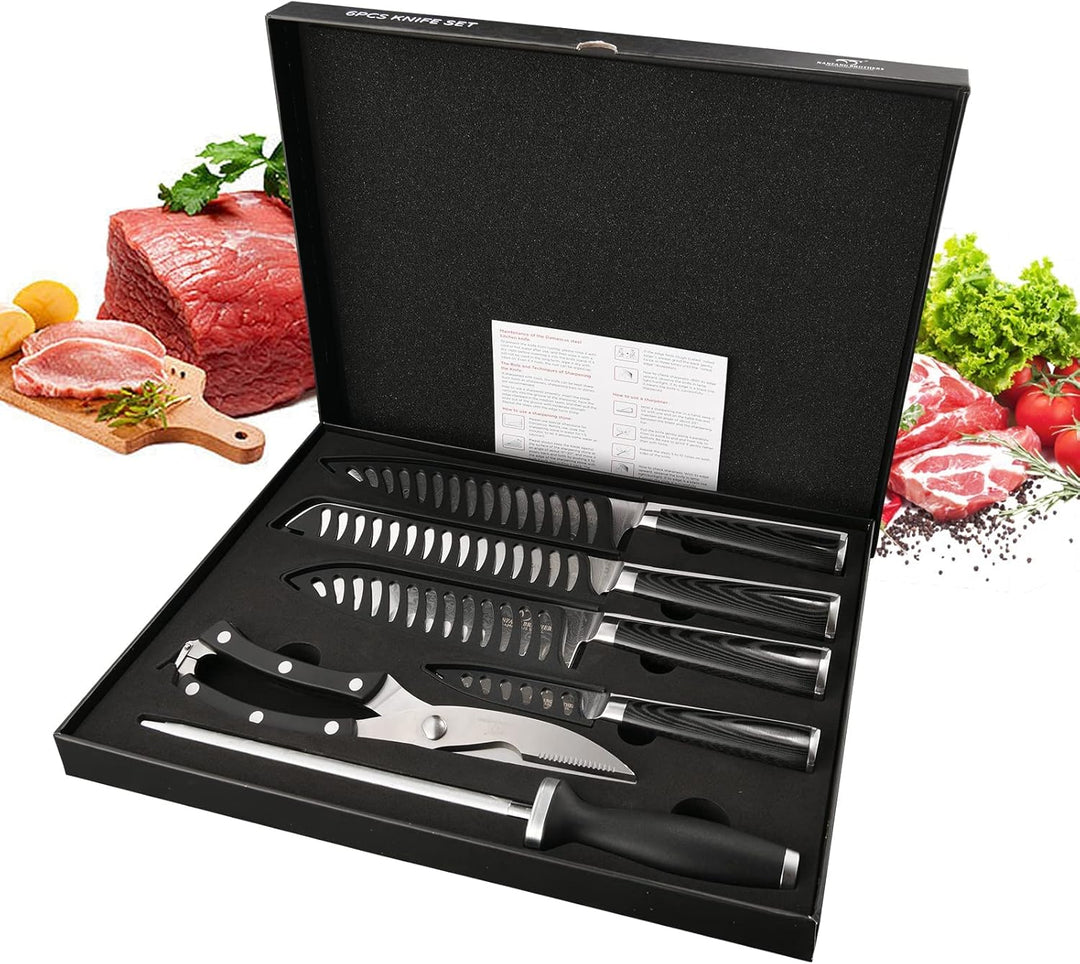 NANFANG BROTHERS Damaszener Messerset mit Premium Box,Japanisches Messerset,Kochmessersets Professio