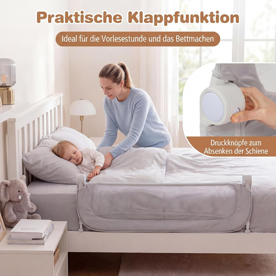 RELAX4LIFE Bettgitter Rausfallschutz, 120 x 60 cm, zusammenklappbares Bettschutzgitter, Kinderbettgi