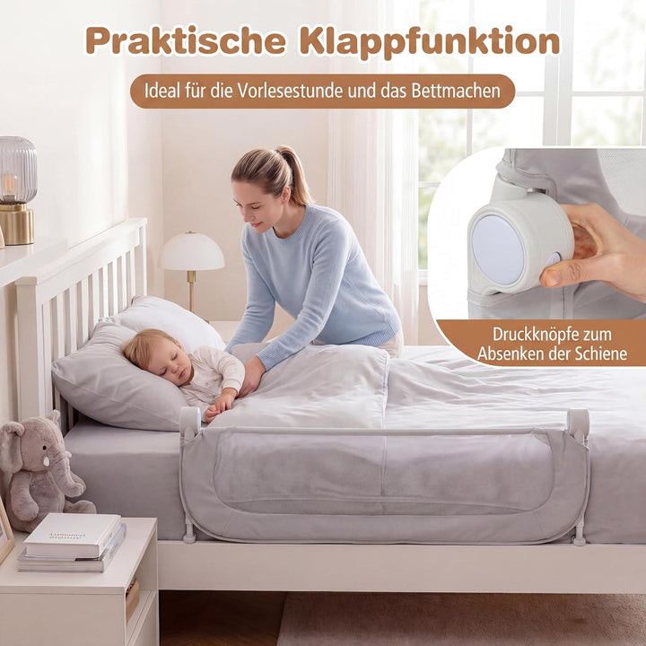 RELAX4LIFE Bettgitter Rausfallschutz, 120 x 60 cm, zusammenklappbares Bettschutzgitter, Kinderbettgi