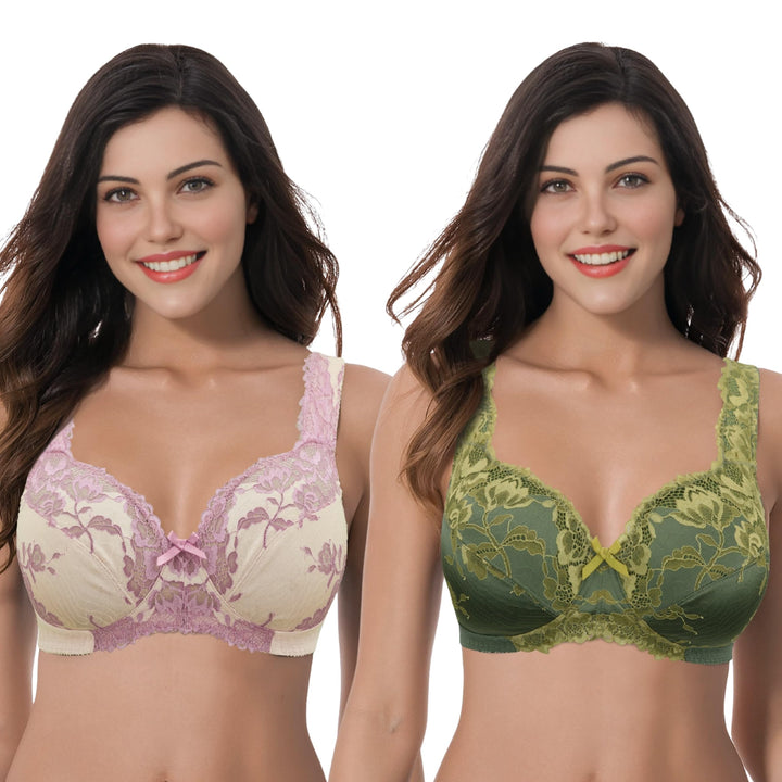 Curve Muse Damen Übergrösse Minimizer Ungefüttert Kabellos Spitze Vollständige Abdeckung BHS 110E Ti