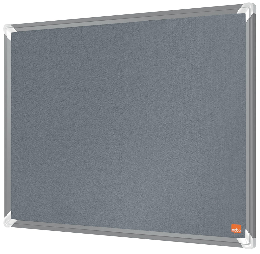 Nobo Filz-Notiztafel, 45 x 60 cm, Aluminiumrahmen, Traditionelle Eckmontage, Premium Plus, Grau, 191