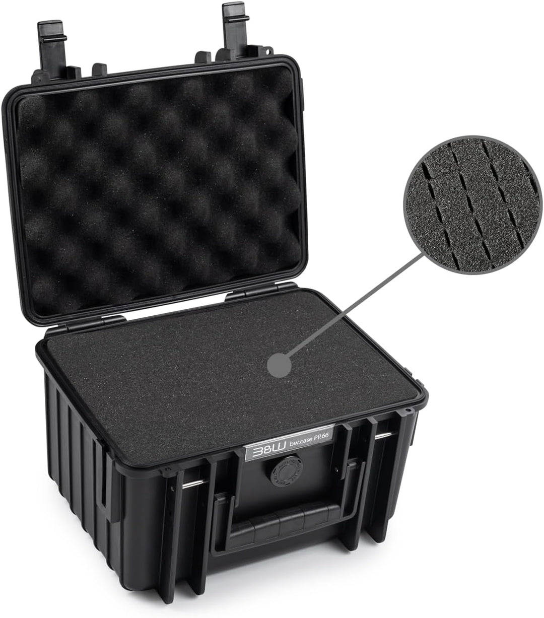 B&W Transportkoffer Outdoor - Typ 2000 Schwarz - mit Würfelschaum - wasserdicht nach IP67 Zertifizie