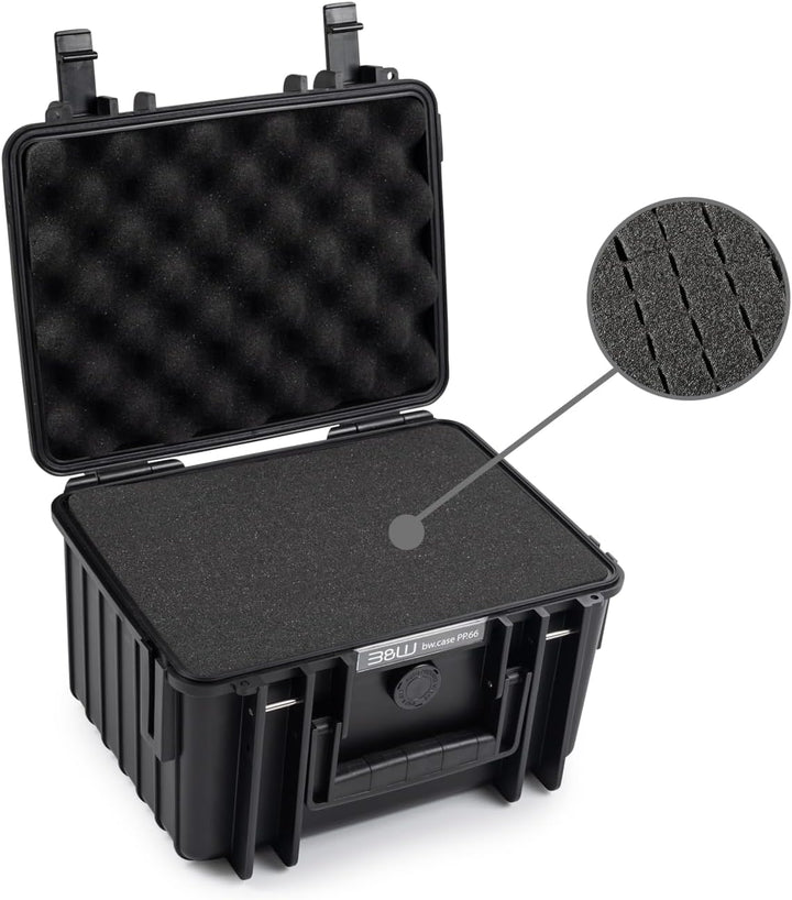 B&W Transportkoffer Outdoor - Typ 2000 Schwarz - mit Würfelschaum - wasserdicht nach IP67 Zertifizie