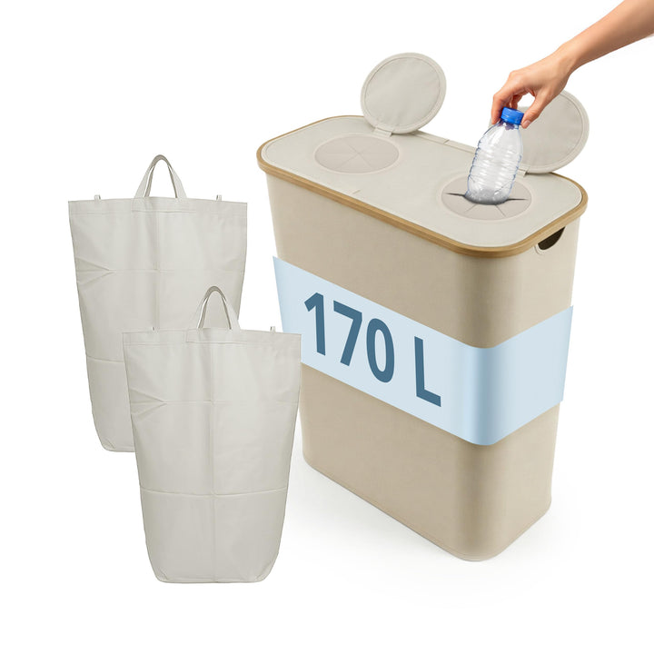 Relaxdays Pfandflaschen Sammelbehälter, 170 L, bis 100 Flaschen, 2 Beutel, Flaschensammler für Glas
