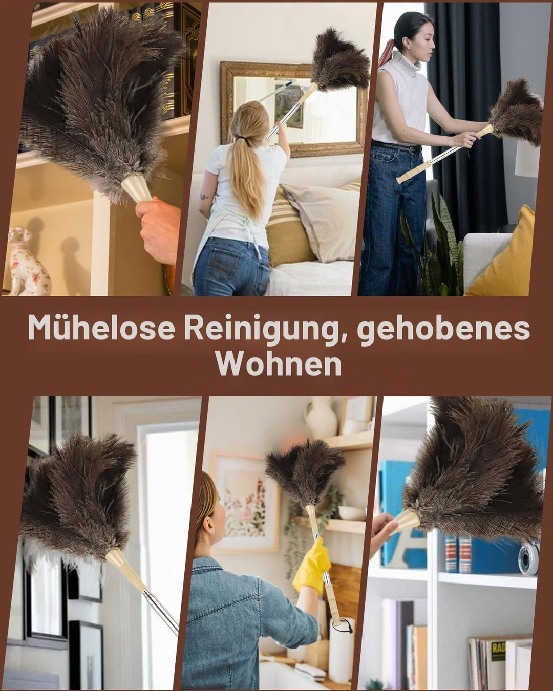 Straussenfeder Staubwedel Teleskop bis 130 cm – Lang Ausziehbar, Antistatisch, Kratzfrei &amp; Staubbind