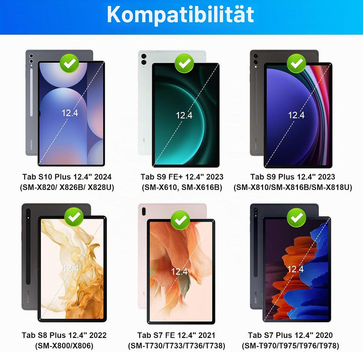 SOPPY Samsung Galaxy Tab S9 FE+/S9+/S8+/S7+/S7 FE 12,4 Zoll Tastaturhülle mit Hintergrundbeleuchtung