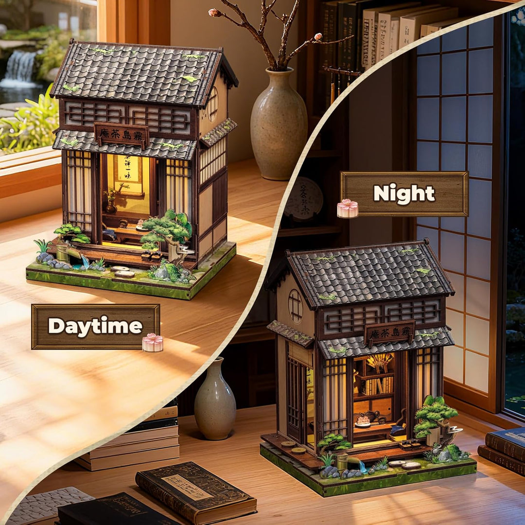 Fsolis Book Nook Japan Booknook Bausatz für Erwachsene, 3D-Holzpuzzles Buchecke, DIY-Miniaturhaus-Se