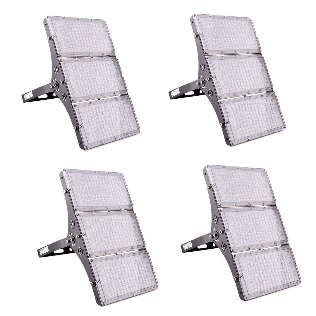 Sararoom 4Pack 300W LED Strahler Aussen, Superhell 30000LM 3000K Warmweiss Scheinwerfer Aussenstrahl