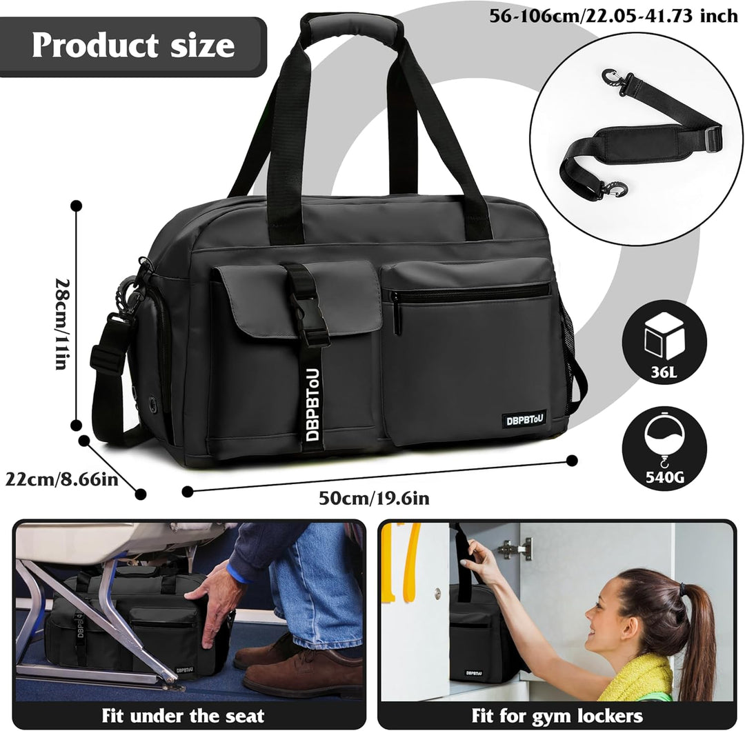 Sporttasche Damen Herren, Reisetasche mit Schuhfach, Trainingstasche mit Nassfach, wasserdichte Week