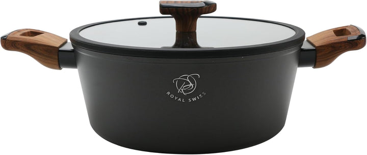 Royal Swiss® Kochgeschirr Set 10-teilig – Töpfe & Pfannen mit abnehmbaren Griffen – Marmor Antihaftb