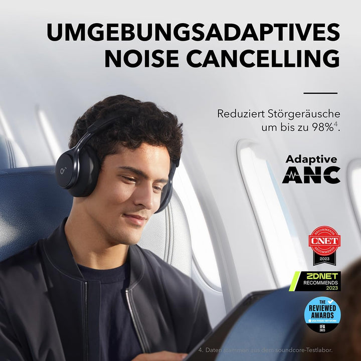 soundcore by Anker, Space One Kabellose Kopfhörer, Adaptives aktives Noise Cancelling, 2X stärkere S