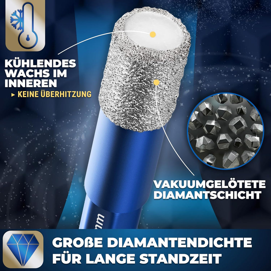 S&amp;R Professional 2-tlg Set 6 mm Diamantbohrer, Diamant Fliesenbohrer und Karbid Glasbohrer, Keramikb