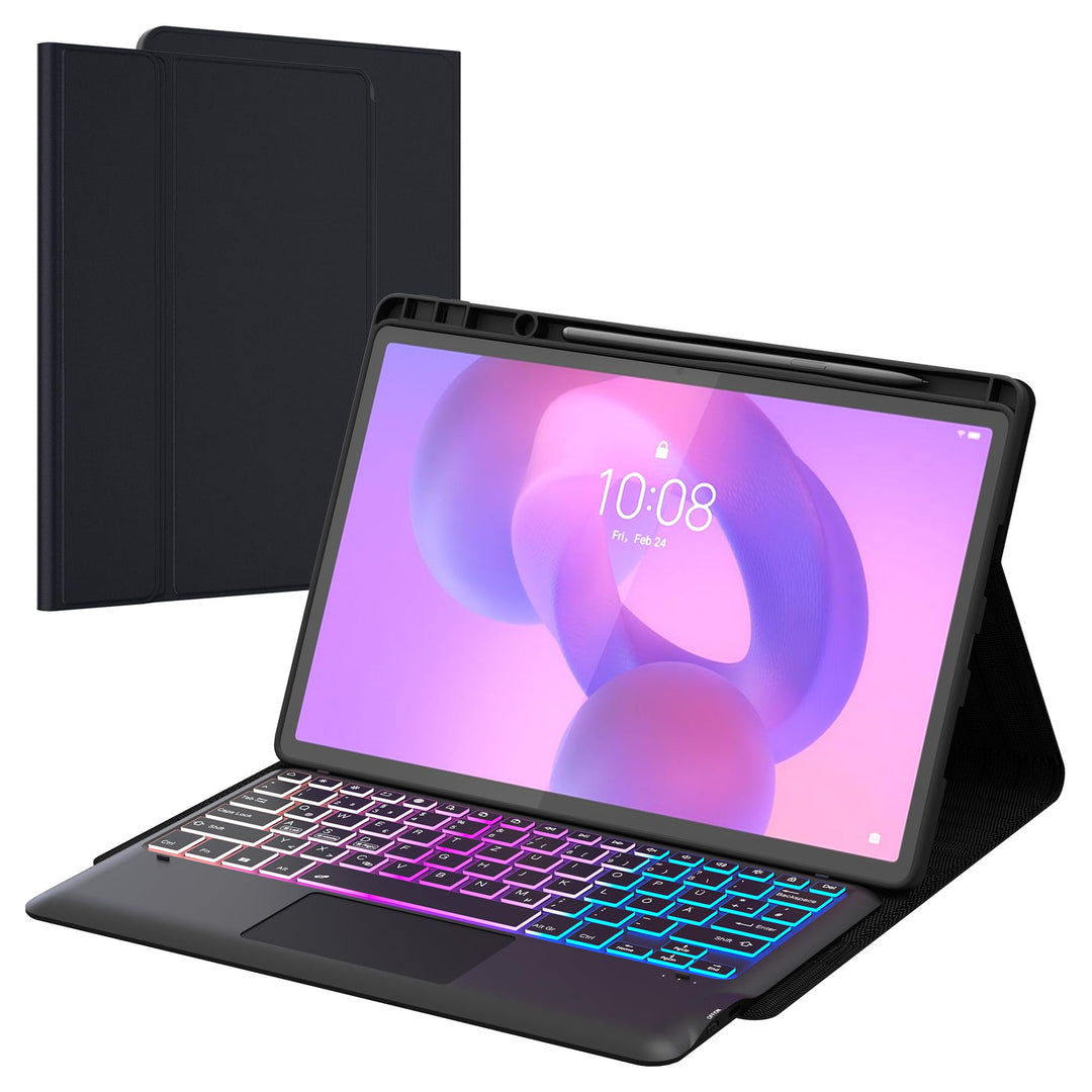 für Lenovo Idea Tab Pro 2025 12.7 Zoll Hülle mit Abnehmbare Tastatur : DIY 3-Zonen 7-Farbige Beleuch