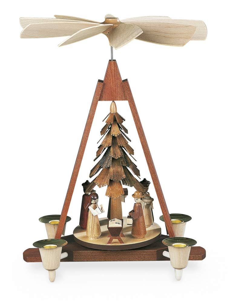Weihnachtspyramide 1-stöckige Weihnachtspyramide - Christi Geburt - 29 cm - Original Erzgebirge - Mü