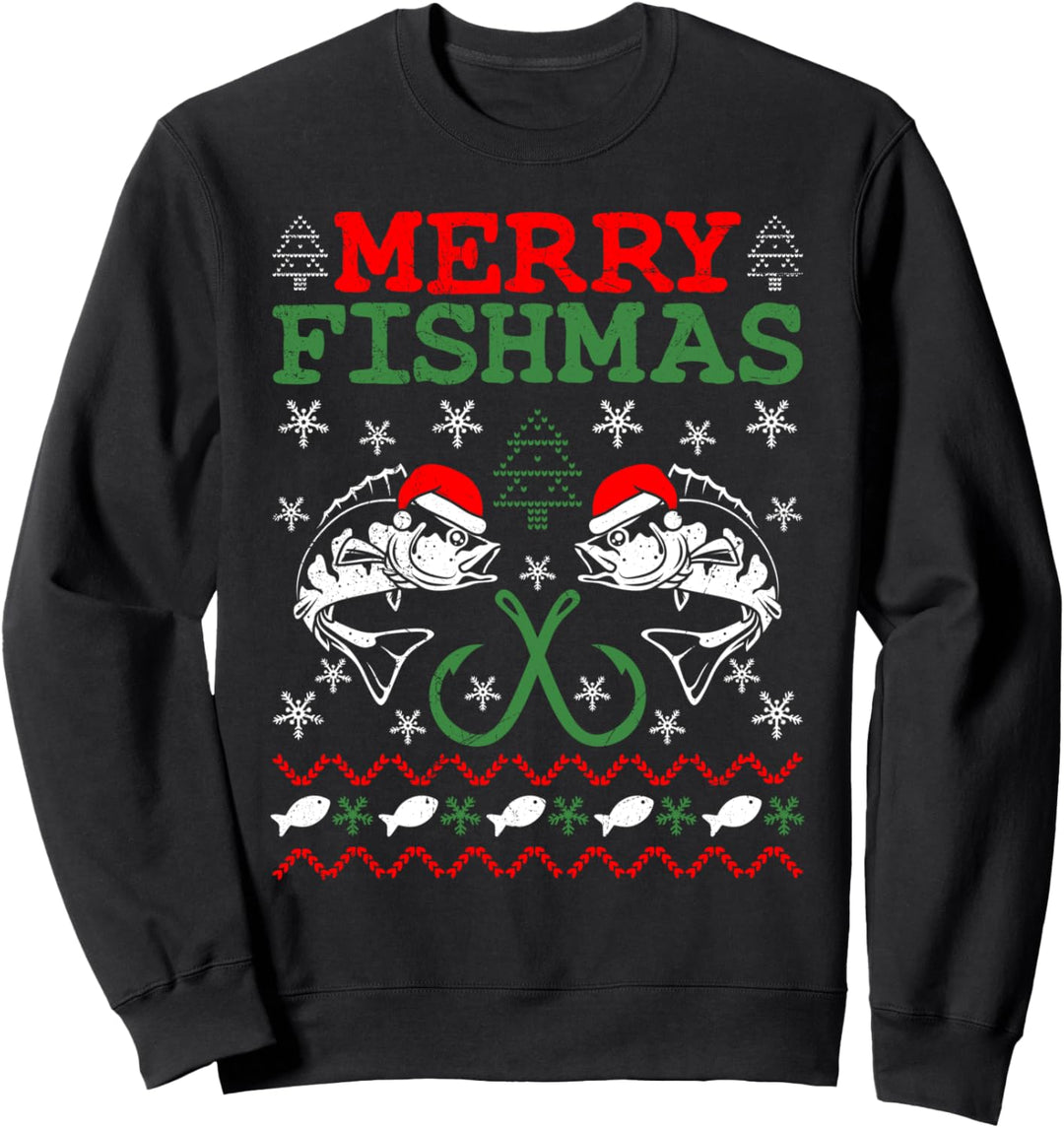 Ugly Christmas Angler Fisch Fischer Weihnachten Angel Sweatshirt