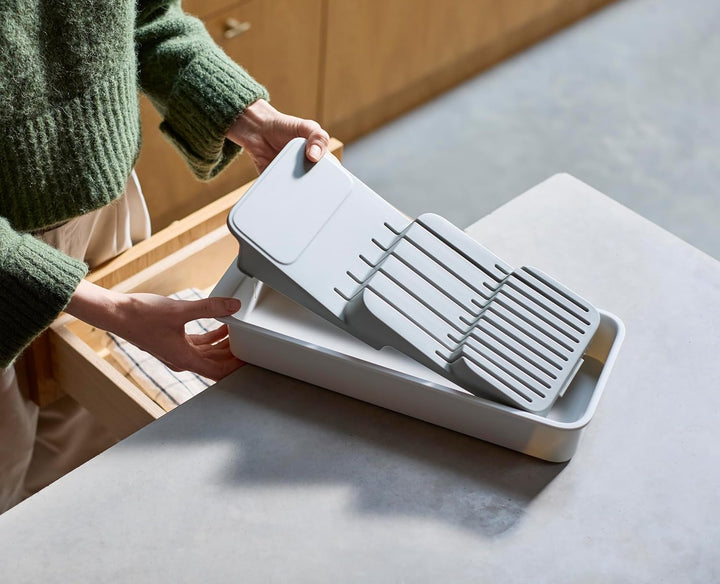Joseph Joseph DrawerStore 2-Stufiger Messer Organizer, für bis zu 16 Messer, Zerlegbar, recyceltem P