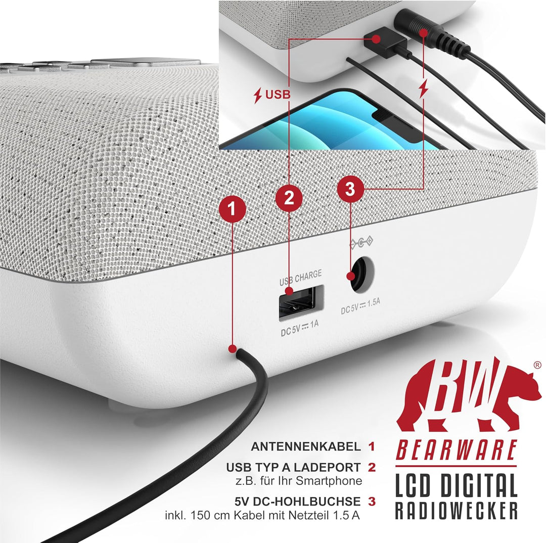 CSL - DAB Plus Radio digital - Radiowecker DAB+ FM UKW - je 20 Speicherplätzen – 16 Lautstärkestufen