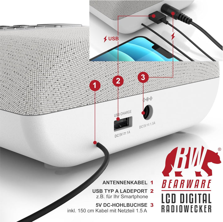 CSL - DAB Plus Radio digital - Radiowecker DAB+ FM UKW - je 20 Speicherplätzen – 16 Lautstärkestufen