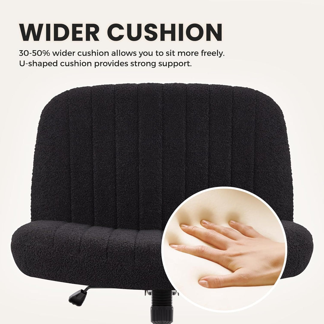 IWMH Bürostuhl ohne Armlehnen,Höhenverstellbar Drehstuhl mit Rollen,Schreibtischstuhl mit Teddy Stof