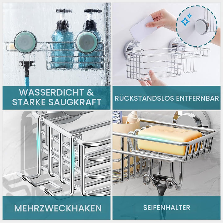 TAILI Rostfrei Duschablage Badregal Ohne Bohren Duschablage Saugnapf Dusche Caddy Saugnapf Dusche Zu