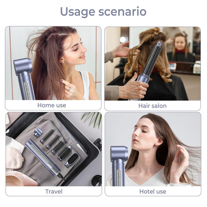 Hairstyler Set, Warmluftbürste Set, 6 in 1 Air styler, Haarstyler mit Lockenstab, 110000 RPM, Negati