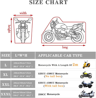 Ergocar Motorrad Abdeckplane Motorradgarage Outdoor & Indoor Wasserdicht Motorradabdeckung 300D Verd