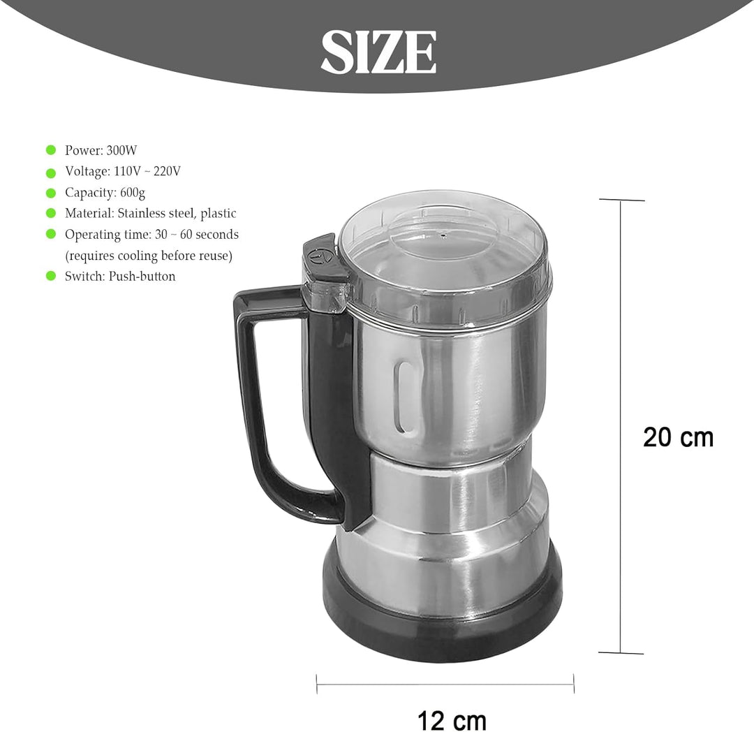 Elektrisch Kaffeemühle, Getreidemühle Multifunktionale, Edelstahl-Pulvermühle für Zuhause, Kaffee &
